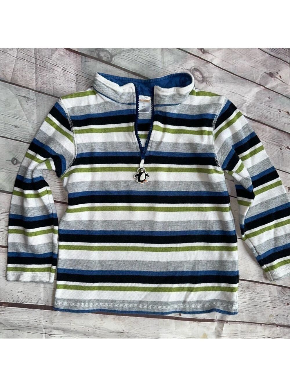 EUC Kids 5T Gymboree 1/4 Zip Pullover LS Striped Shirt